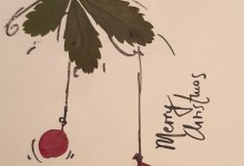 Karte mit gepressten Blättern
